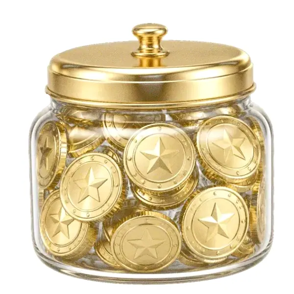 Coin-filled jar — Fortunica